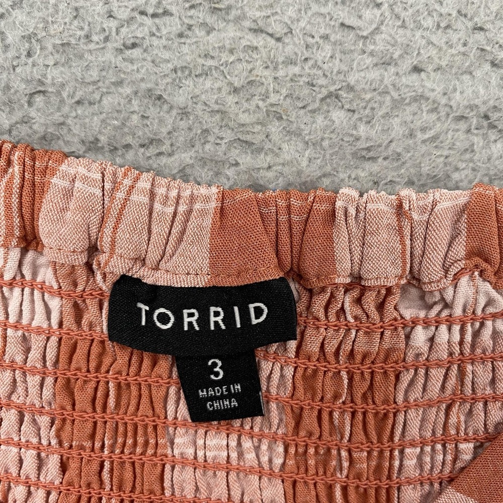 Torrid Crop Top Womens 3/3X Pink Plaid Smocked Back Plus Summer Gingham Tanktop - Picture 6 of 12